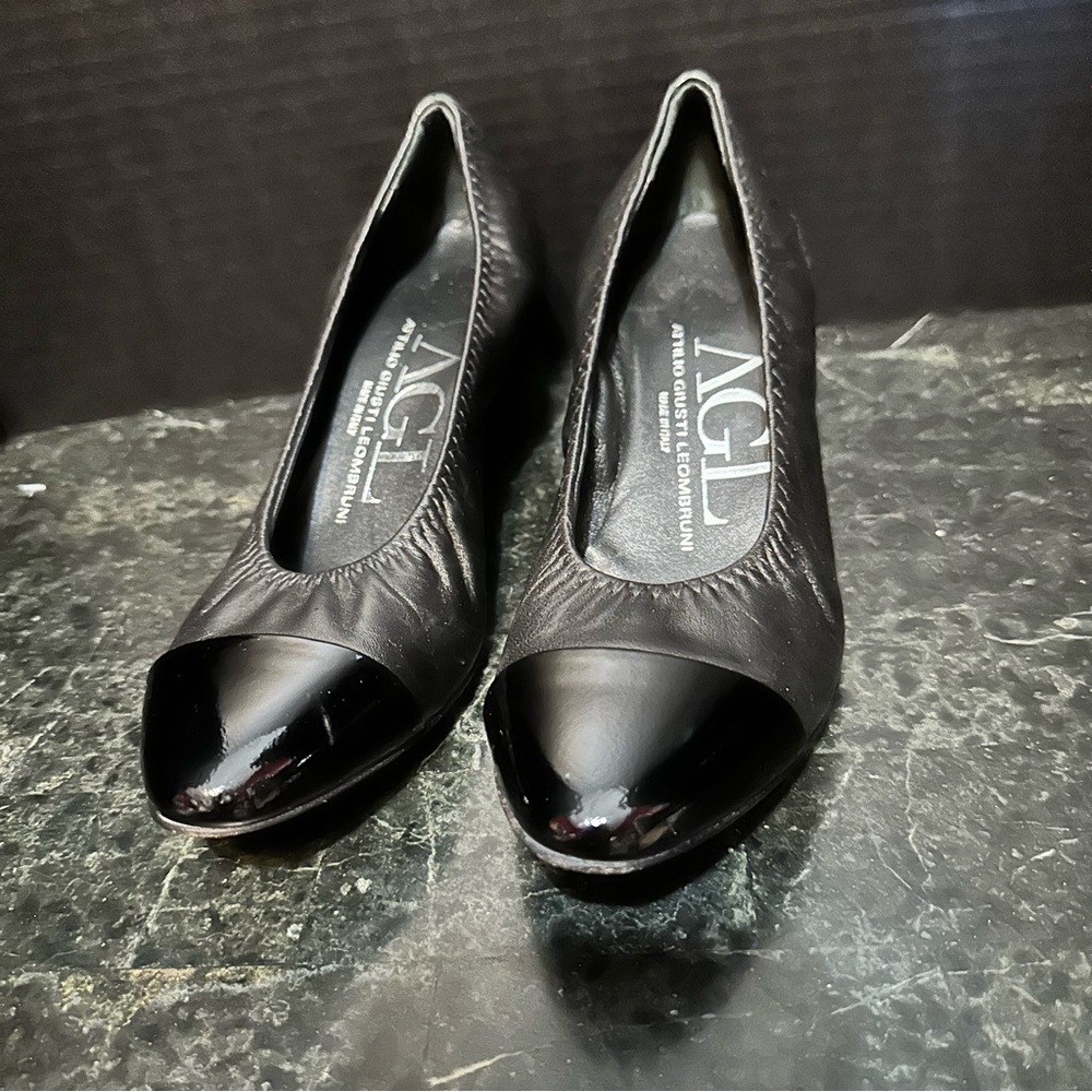 AGL Classic Cap Toe Leather Pump Heel Made In Italy $300+ Atilio Gusti Leombruni
